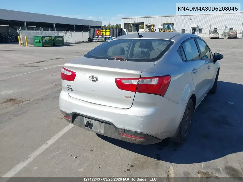 2013 KIA RIO VIN KNADM4A30D6208045 — фото 4