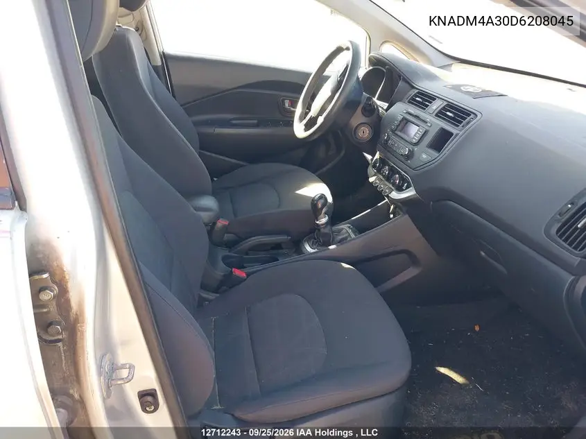 2013 KIA RIO VIN KNADM4A30D6208045 — фото 5