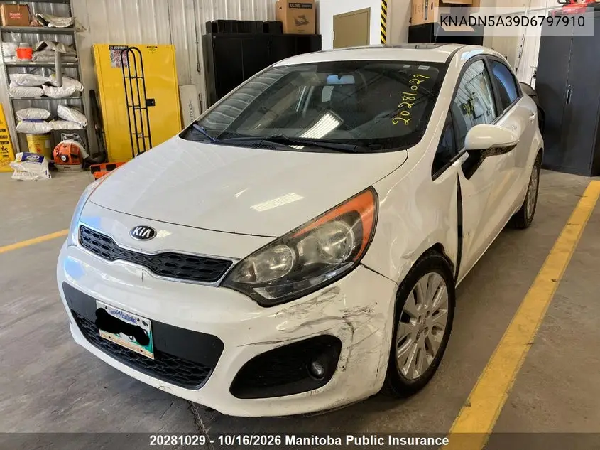 2013 KIA RIO VIN KNADN5A39D6797910 — фото 2