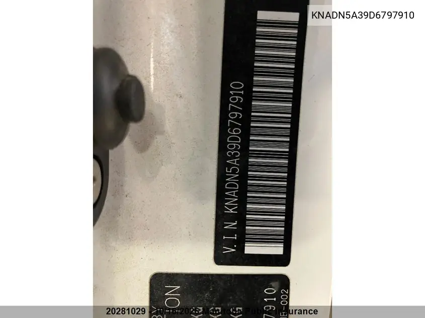 2013 KIA RIO VIN KNADN5A39D6797910 — фото 3