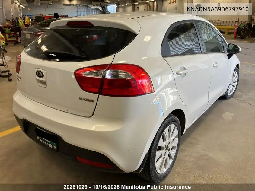 2013 KIA RIO VIN KNADN5A39D6797910 — фото 5