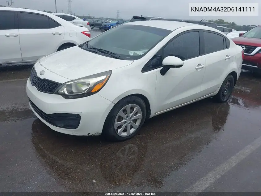 2013 KIA RIO VIN KNADM4A32D6141111 — фото 2