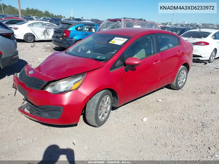 2013 KIA RIO VIN KNADM4A3XD6233972 — фото 2