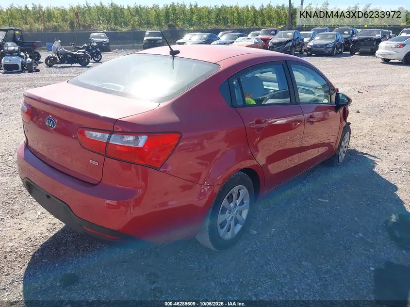 2013 KIA RIO VIN KNADM4A3XD6233972 — фото 4