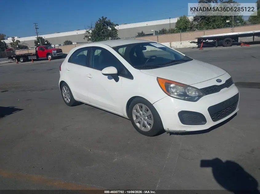 KIA RIO 2013, VIN KNADM5A36D6285122