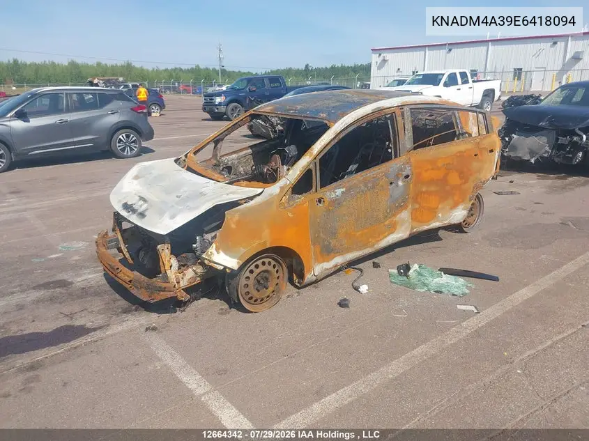 2014 KIA RIO VIN KNADM4A39E6418094 — фото 2