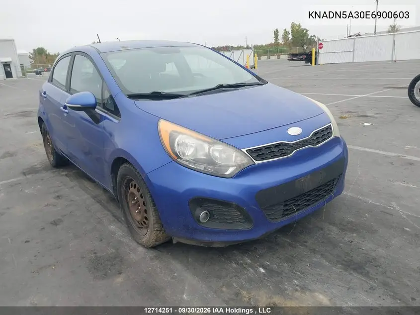 KIA RIO 2014, VIN KNADN5A30E6900603