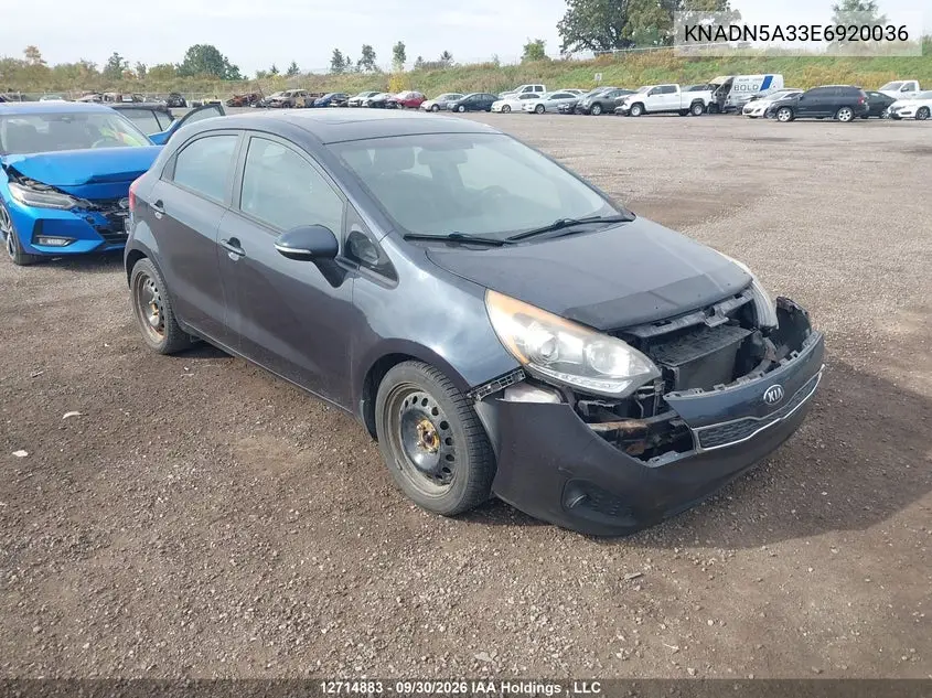 KIA RIO 2014, VIN KNADN5A33E6920036