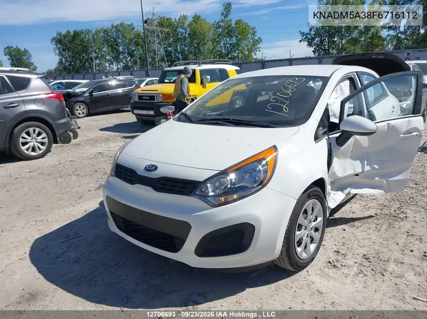 2015 KIA RIO VIN KNADM5A38F6716112 — фото 2