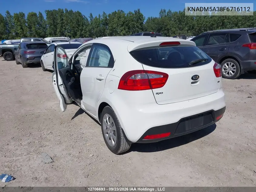 2015 KIA RIO VIN KNADM5A38F6716112 — фото 3