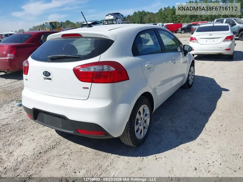2015 KIA RIO VIN KNADM5A38F6716112 — фото 4