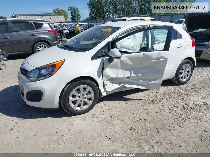 2015 KIA RIO VIN KNADM5A38F6716112 — фото 6