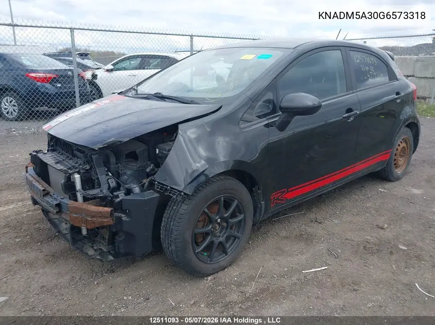 2016 KIA RIO VIN KNADM5A30G6573318 — фото 2