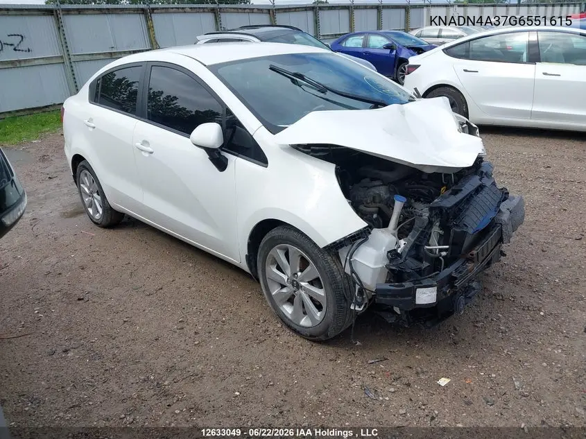 KIA RIO 2016, VIN KNADN4A37G6551615