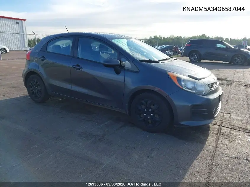 KIA RIO 2016, VIN KNADM5A34G6587044