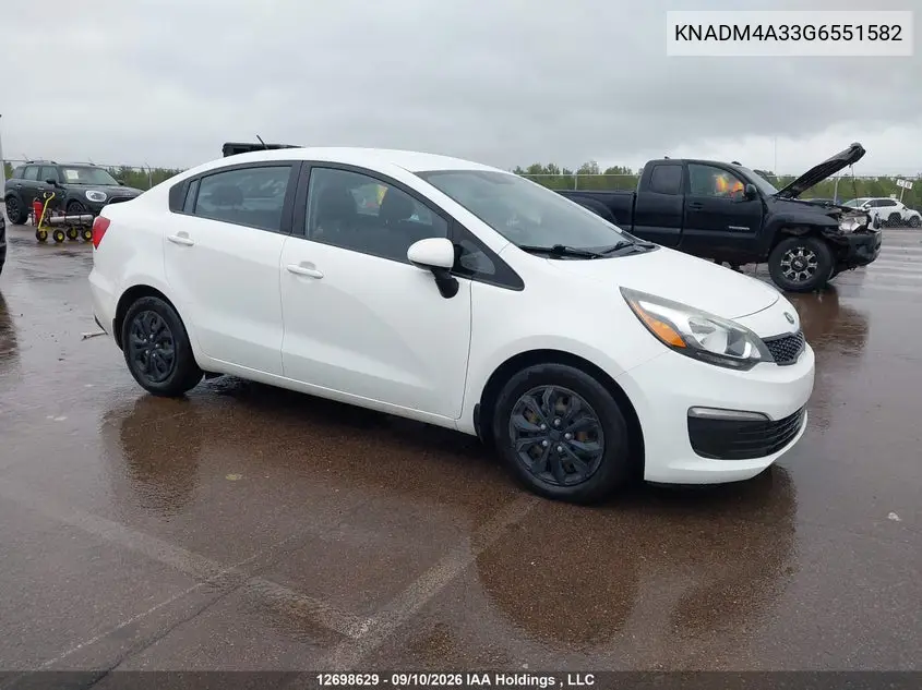 KIA RIO 2016, VIN KNADM4A33G6551582