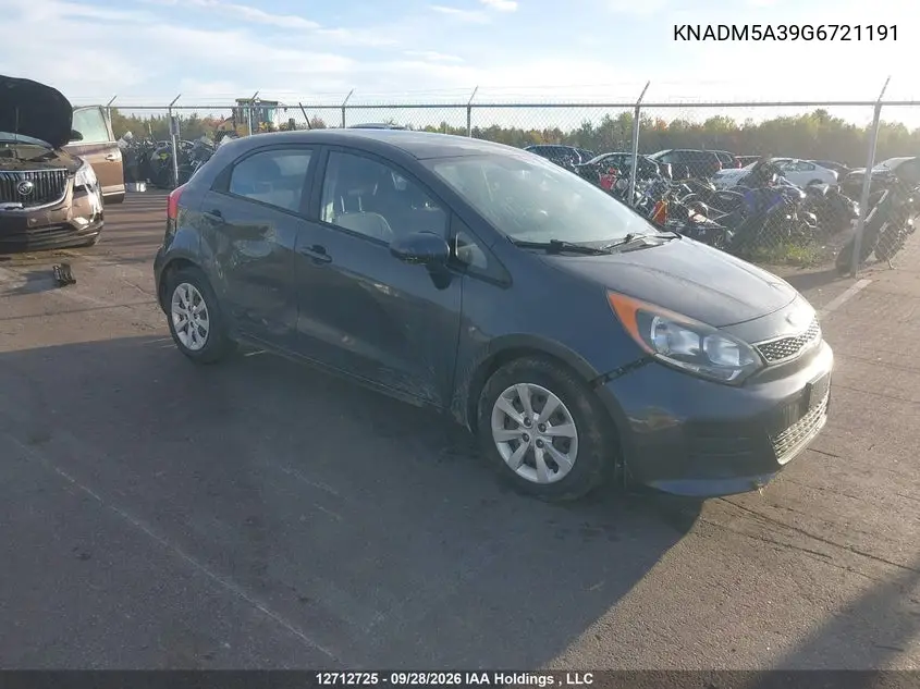 KIA RIO 2016, VIN KNADM5A39G6721191