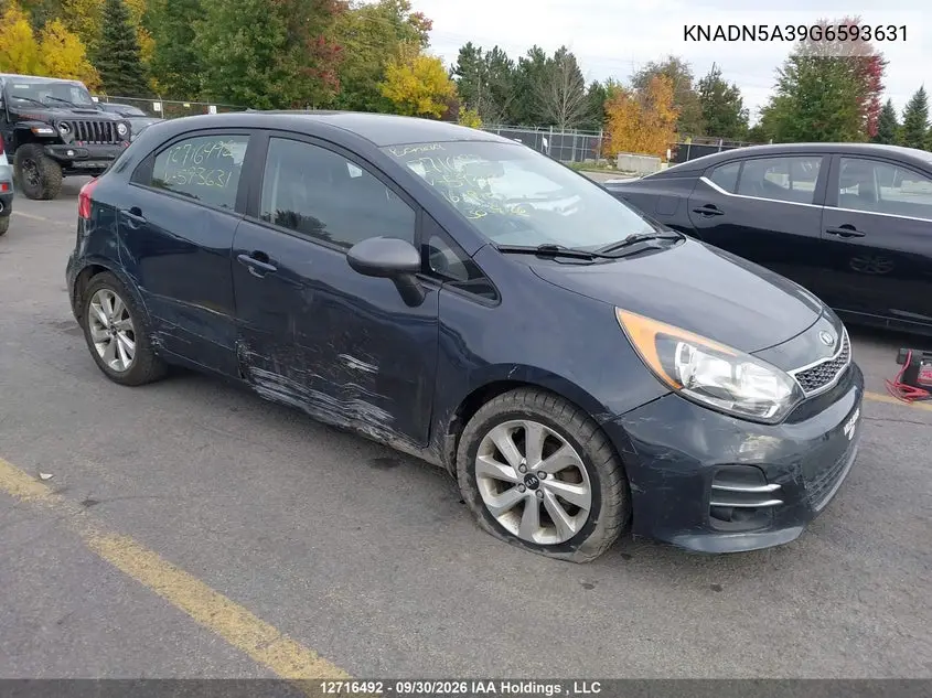 KIA RIO 2016, VIN KNADN5A39G6593631