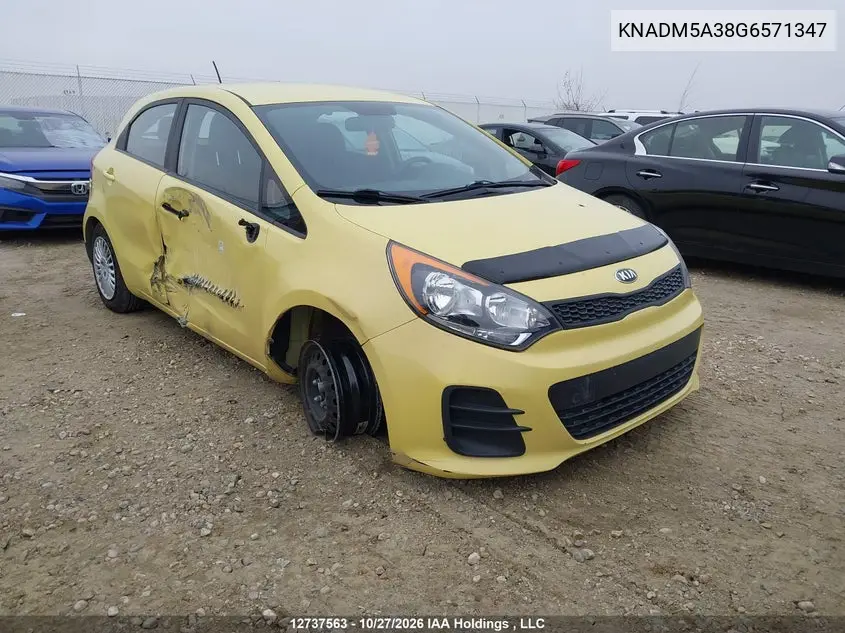 KIA RIO 2016, VIN KNADM5A38G6571347