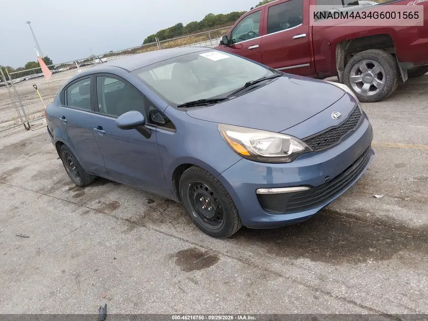 KIA RIO 2016, VIN KNADM4A34G6001565