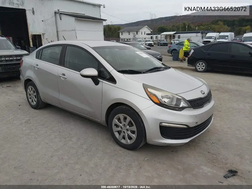 KIA RIO 2016, VIN KNADM4A33G6652072