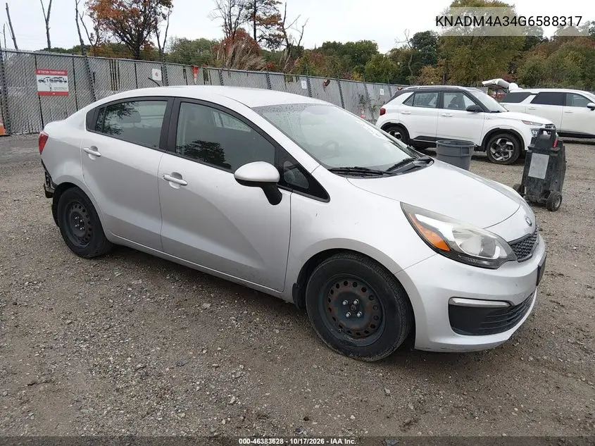 KIA RIO 2016, VIN KNADM4A34G6588317