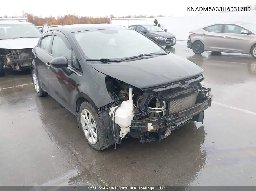 KIA RIO 2017, VIN KNADM5A33H6031700