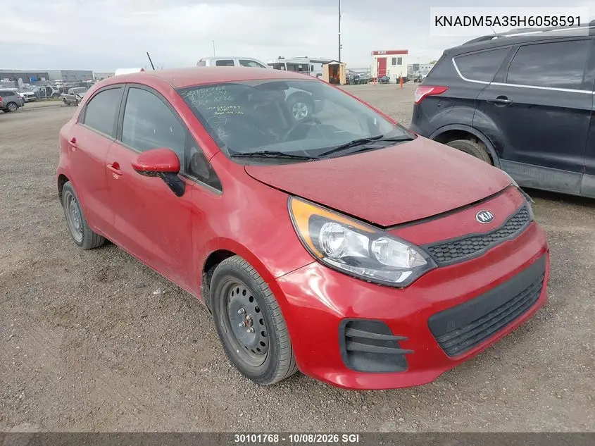 KIA RIO 2017, VIN KNADM5A35H6058591