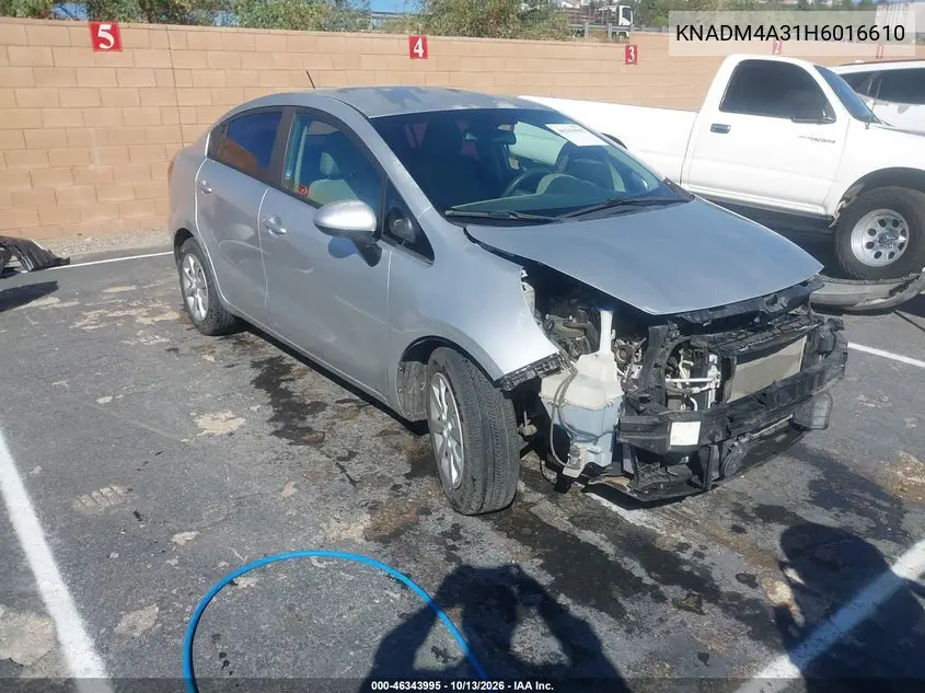KIA RIO 2017, VIN KNADM4A31H6016610