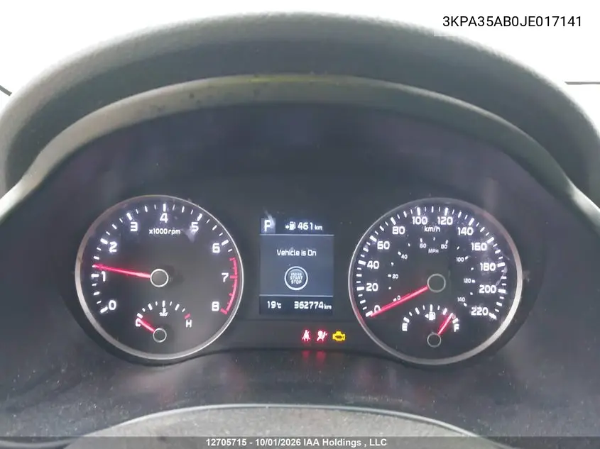 2018 KIA RIO VIN 3KPA35AB0JE017141 — фото 8