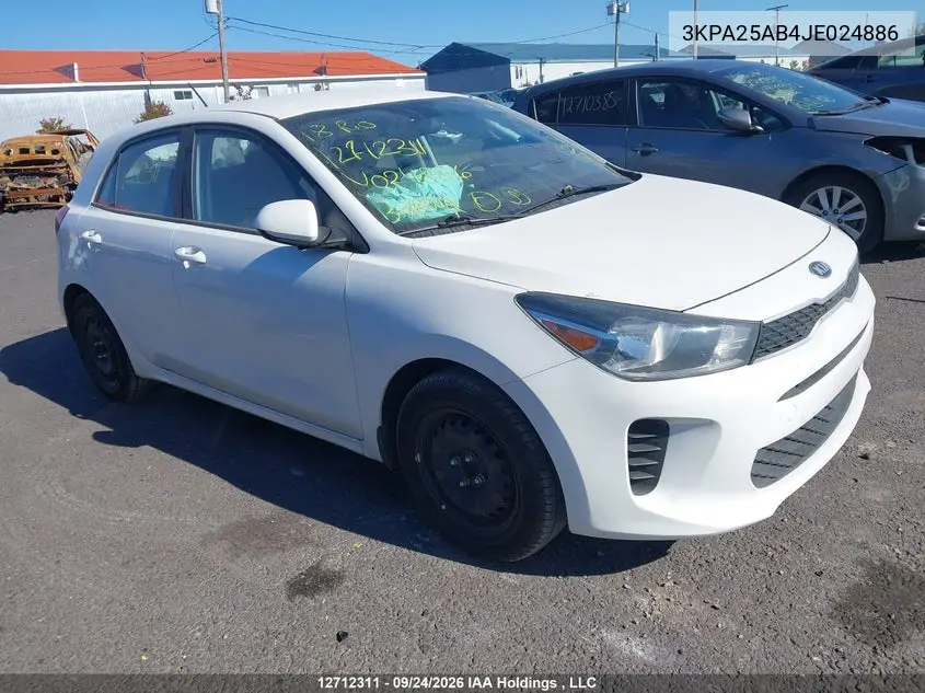 KIA RIO 2018, VIN 3KPA25AB4JE024886