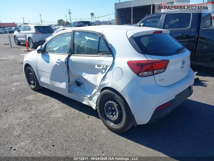 2018 KIA RIO VIN 3KPA25AB4JE024886 — фото 3