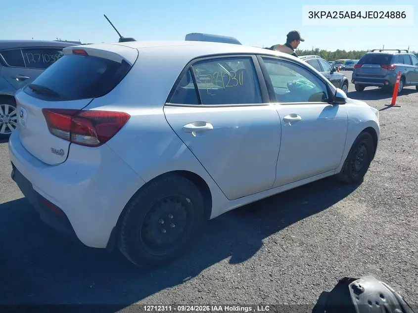 2018 KIA RIO VIN 3KPA25AB4JE024886 — фото 4