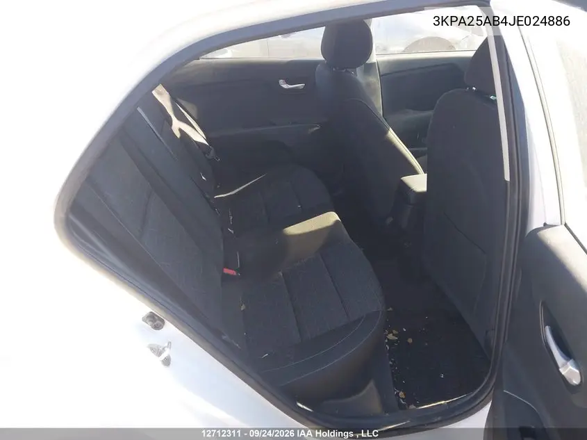 2018 KIA RIO VIN 3KPA25AB4JE024886 — фото 8