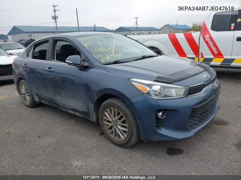 KIA RIO 2018, VIN 3KPA34AB7JE047618