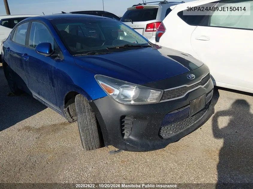 KIA RIO 2018, VIN 3KPA24AB9JE150414
