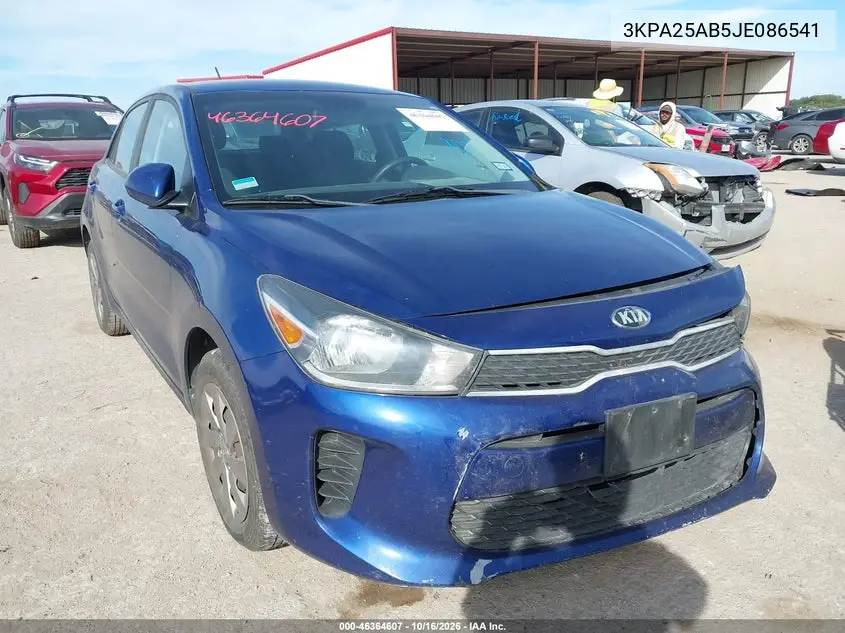 KIA RIO 2018, VIN 3KPA25AB5JE086541