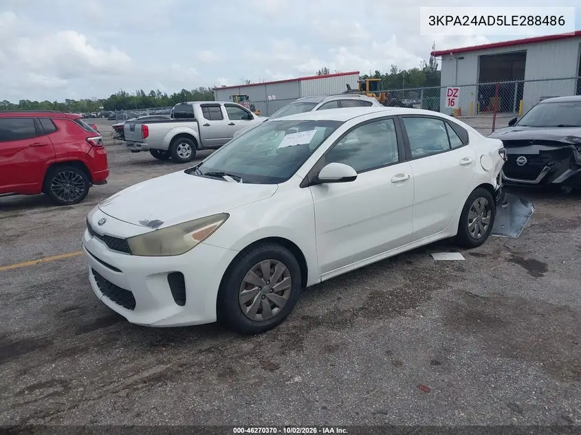 2020 KIA RIO VIN 3KPA24AD5LE288486 — фото 2