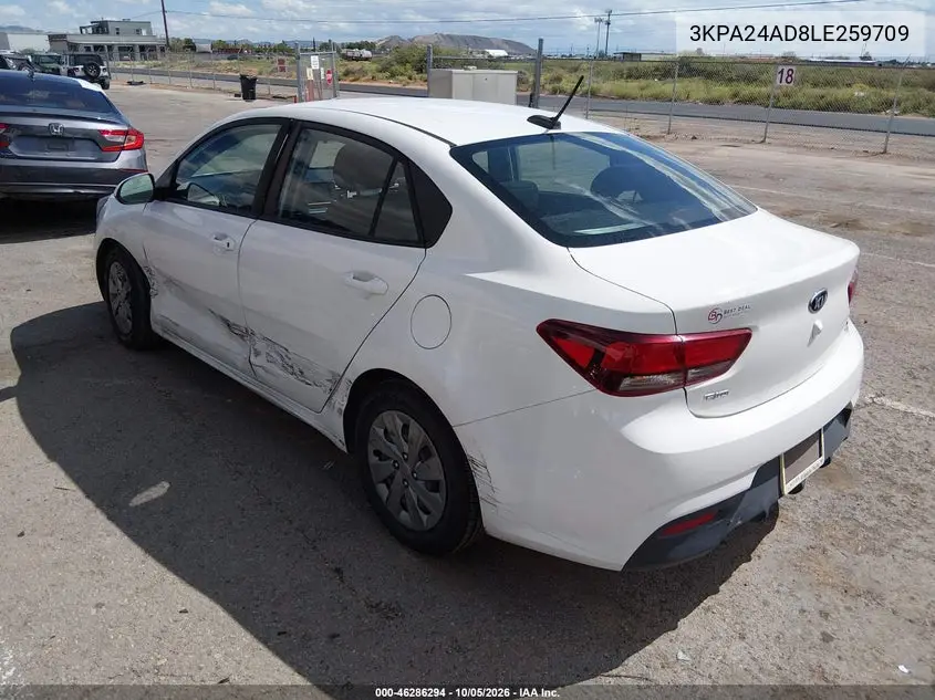 2020 KIA RIO VIN 3KPA24AD8LE259709 — фото 3