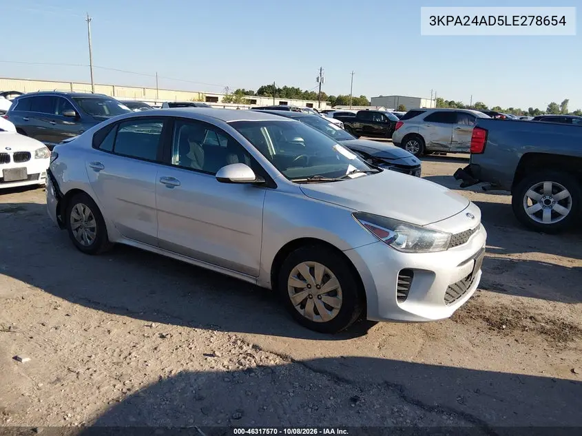 KIA RIO 2020, VIN 3KPA24AD5LE278654