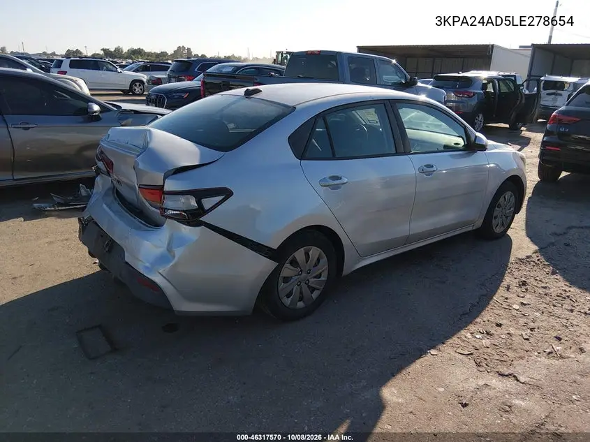2020 KIA RIO VIN 3KPA24AD5LE278654 — фото 4