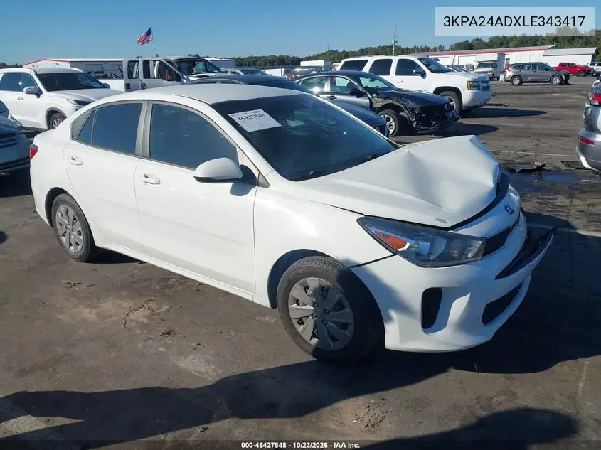 KIA RIO 2020, VIN 3KPA24ADXLE343417