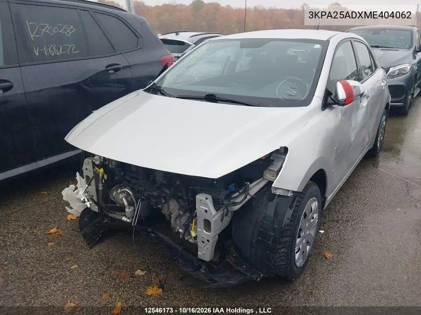 2021 KIA RIO VIN 3KPA25ADXME404062 — фото 2