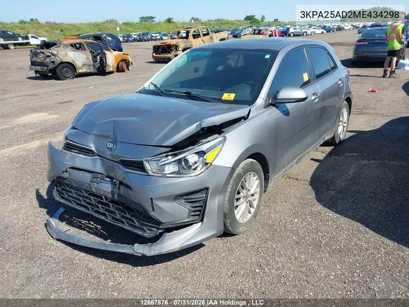 2021 KIA RIO VIN 3KPA25AD2ME434298 — фото 2
