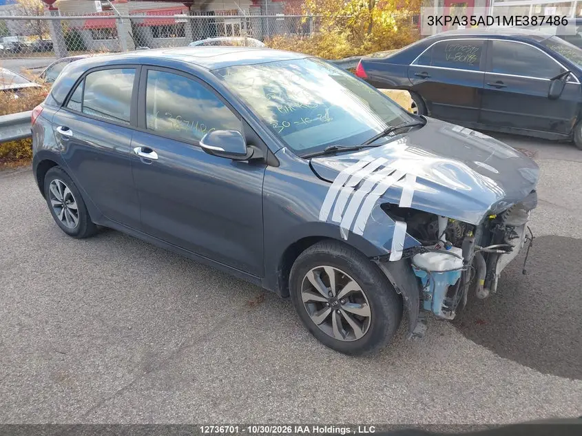 KIA RIO 2021, VIN 3KPA35AD1ME387486