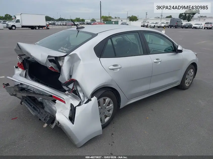 2021 KIA RIO VIN 3KPA24AD9ME430985 — фото 4