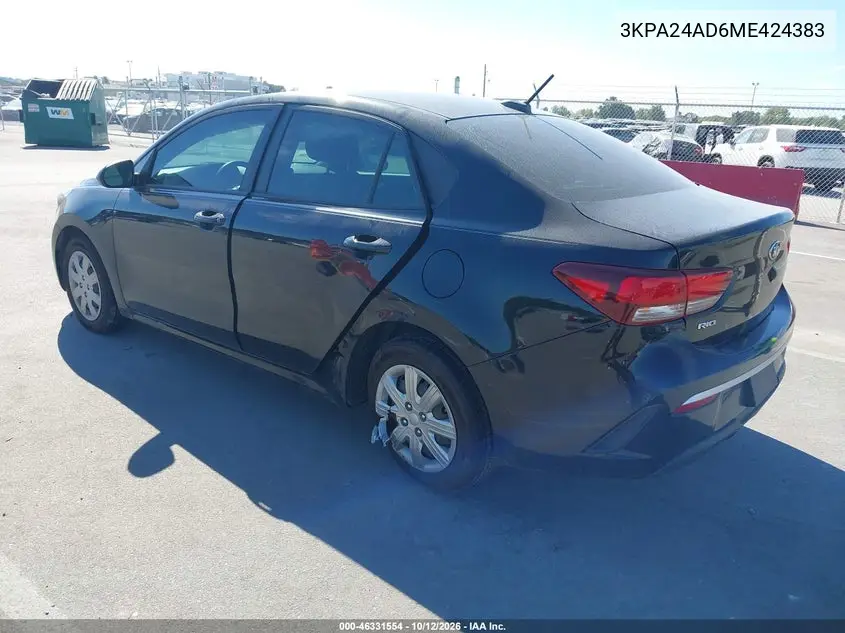 2021 KIA RIO VIN 3KPA24AD6ME424383 — фото 3