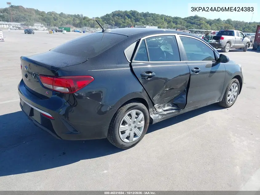 2021 KIA RIO VIN 3KPA24AD6ME424383 — фото 4