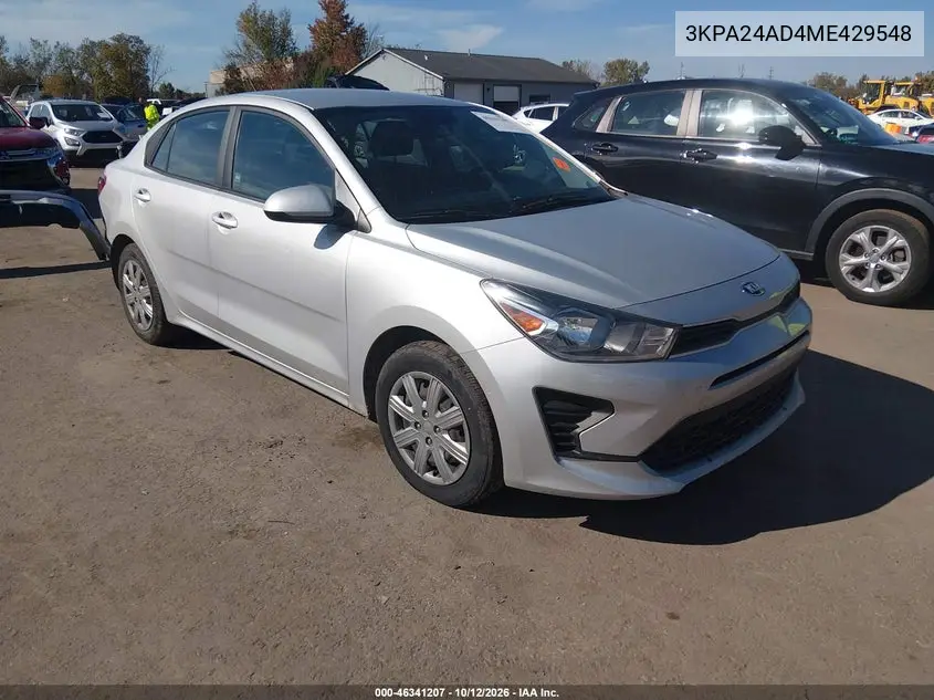 KIA RIO 2021, VIN 3KPA24AD4ME429548