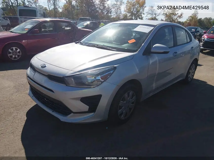 2021 KIA RIO VIN 3KPA24AD4ME429548 — фото 2